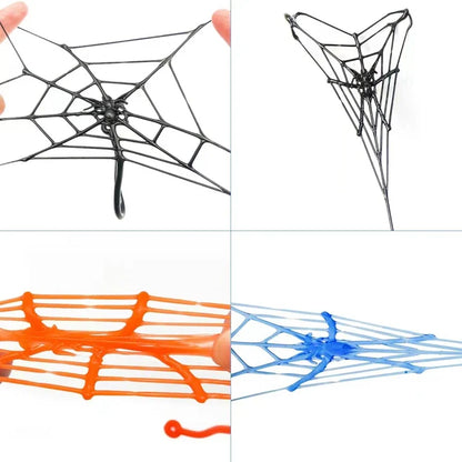 Sticky Spider Toy – Mini Spider Web Fidget Party Favor 15-Piece Set
