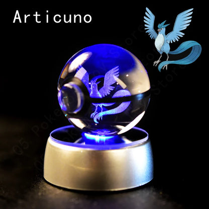 Crystal Ball Night Light with LED Base, 50mm Glass Decor