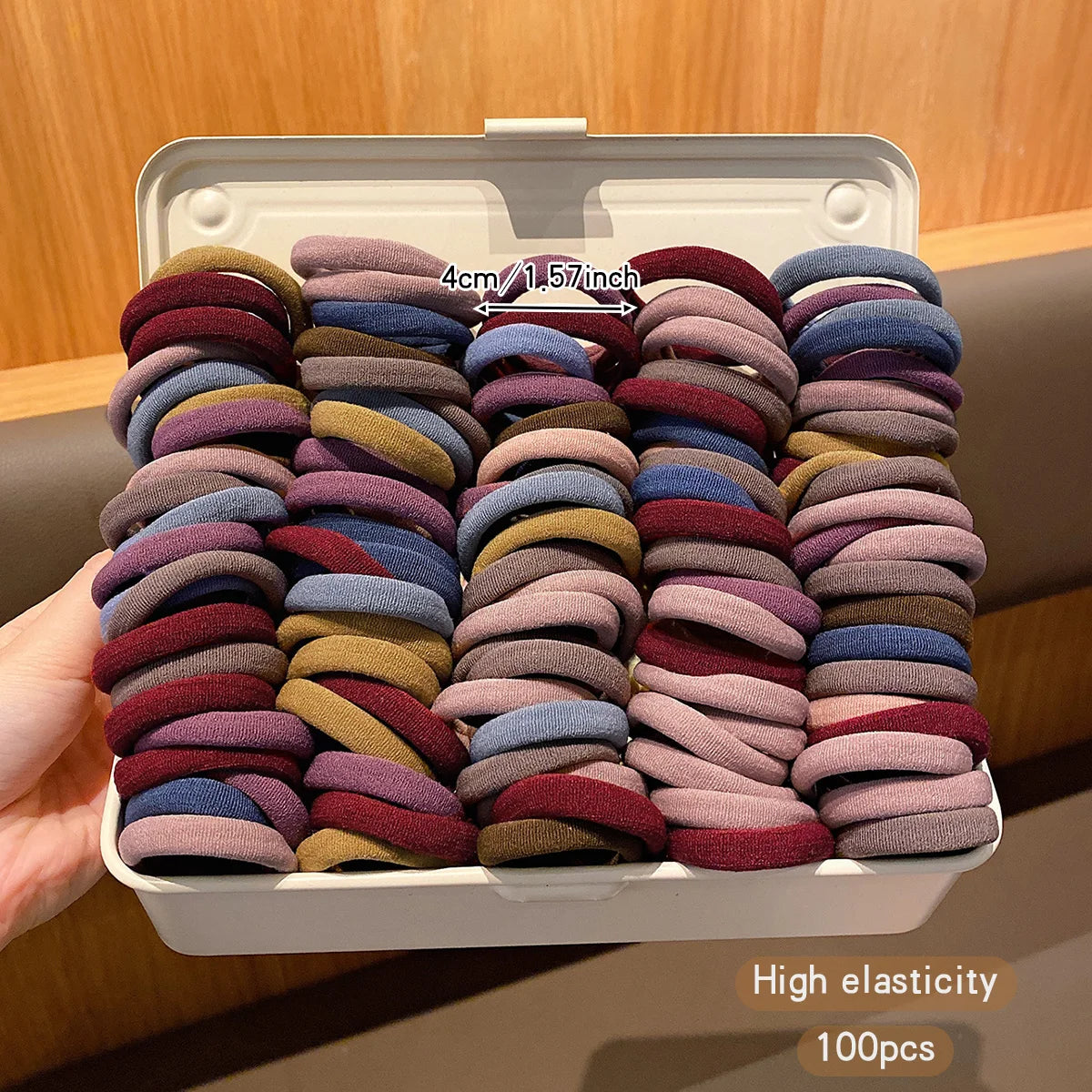100 Pack Women's Elastic Hair Bands – Seamless Stretchy Hair Ties