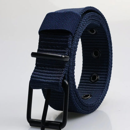 Men's Canvas Belt – Adjustable Pin Buckle Casual Woven Belt