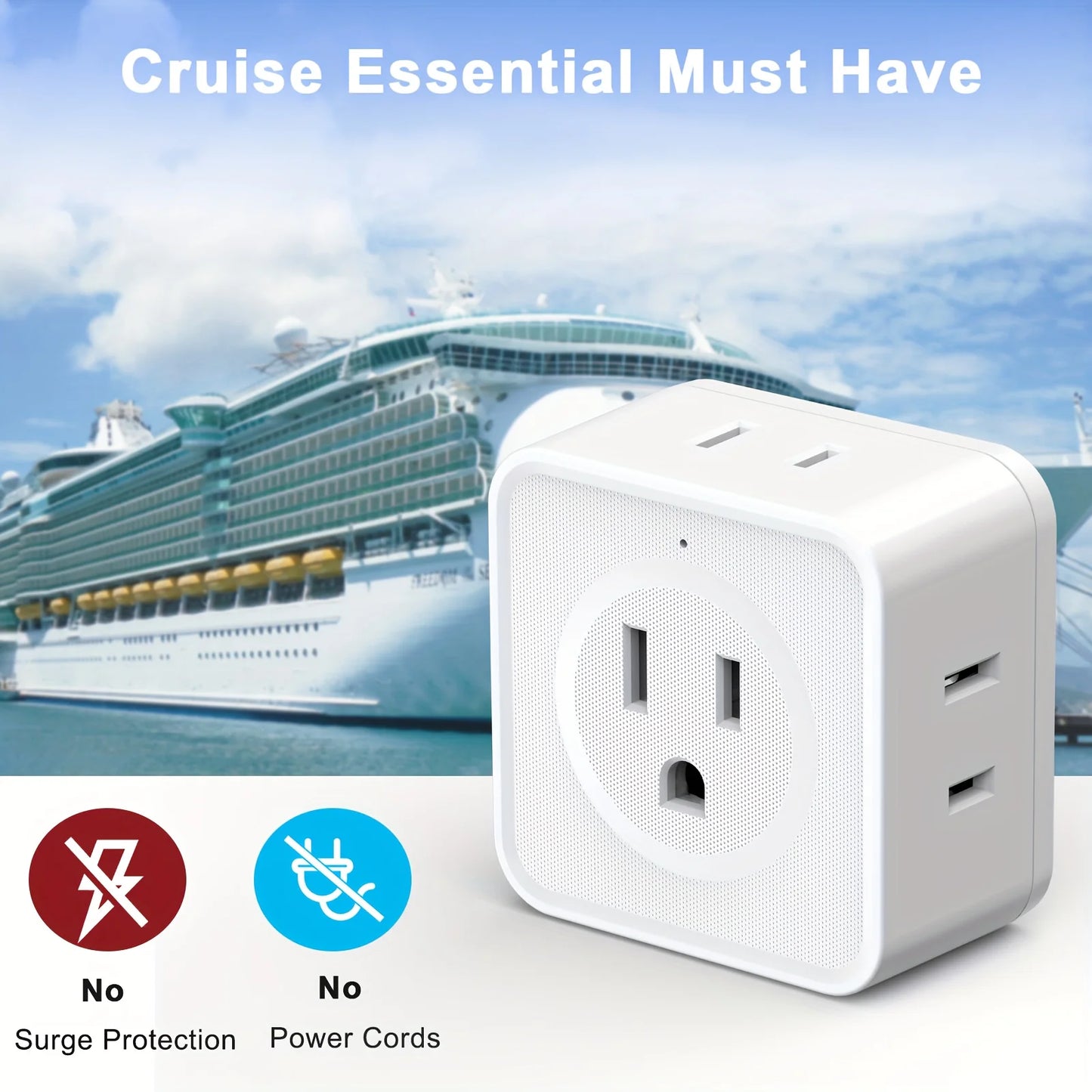 5 Way Outlet Extender Wall Outlet Expander for Home and Travel