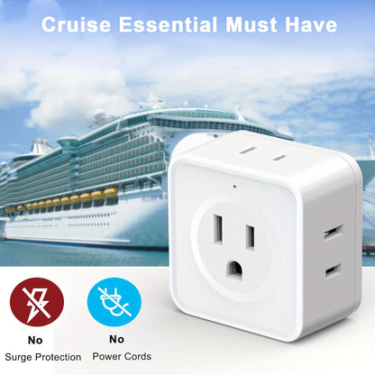 5 Way Outlet Extender Wall Outlet Expander for Home and Travel