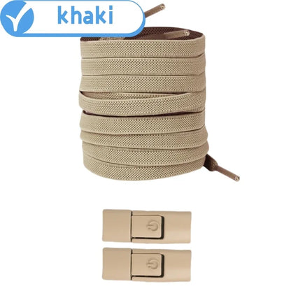 No Tie Shoe Laces with Press Lock Elastic Flat Shoelaces