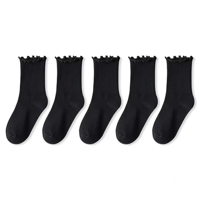 Women’s Ruffle Socks Black White