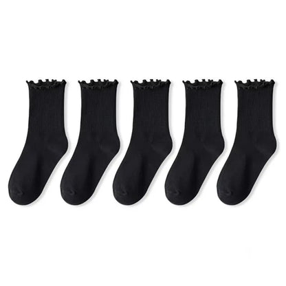 Women’s Ruffle Socks Black White