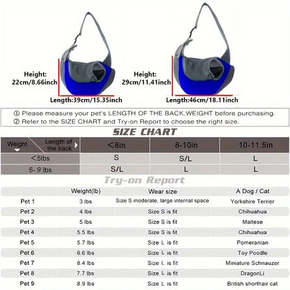 Dog Sling Carrier – Breathable Pet Travel Crossbody Backpack