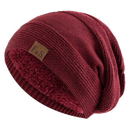 Winter Beanie Hat – Fur Lined Slouchy Knit Cap for Men & Women