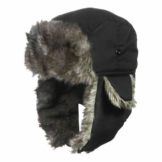 Trapper Hat with Ear Flaps and Faux Fur Lining for Winter