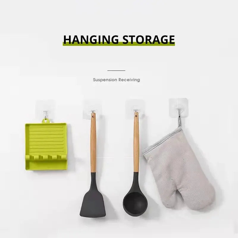 Kitchen Spoon Rest with Pot Lid Holder and Spatula Rack
