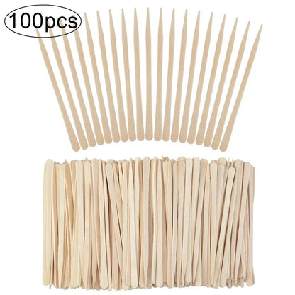 100 Pack Wooden Wax Sticks for Hair Removal and Eyebrow Waxing