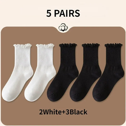 Women’s Ruffle Socks Black White