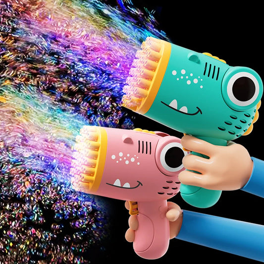Dinosaur Bubble Gun with 40 Holes for Outdoor Parties and Play