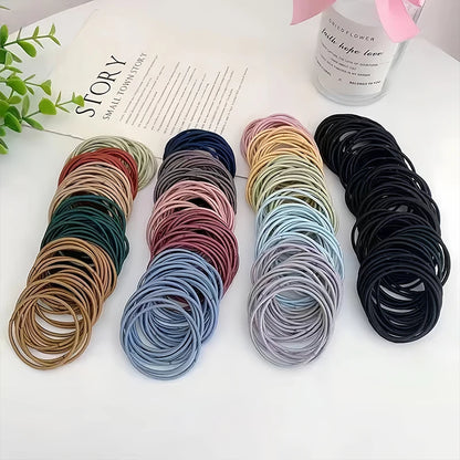 100PCS Elastic Hair Bands for Ponytails and Everyday Hairstyles