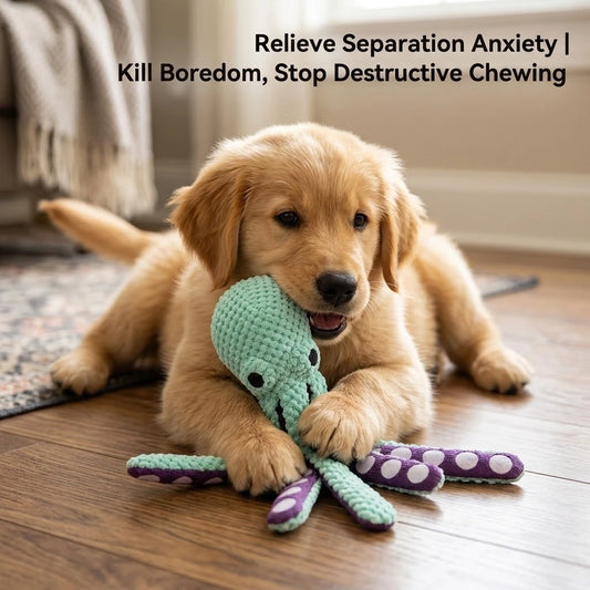 Squeaky Octopus Dog Toy with Crinkle Tentacles for Puppies