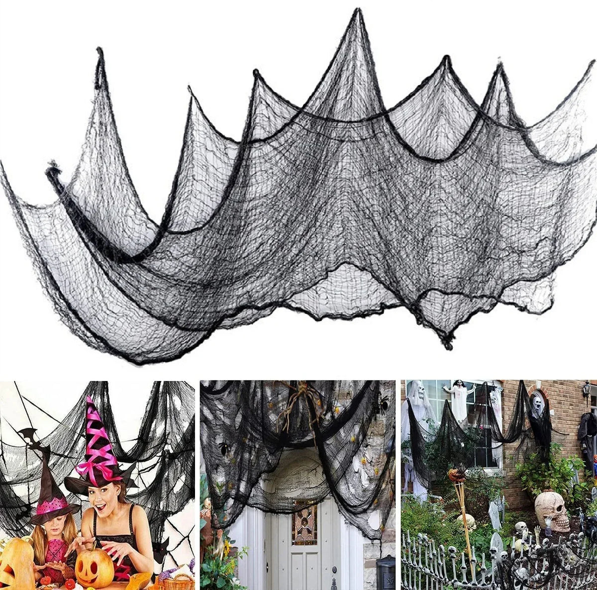 Halloween Creepy Cloth – Black Gauze for Haunted House Decor