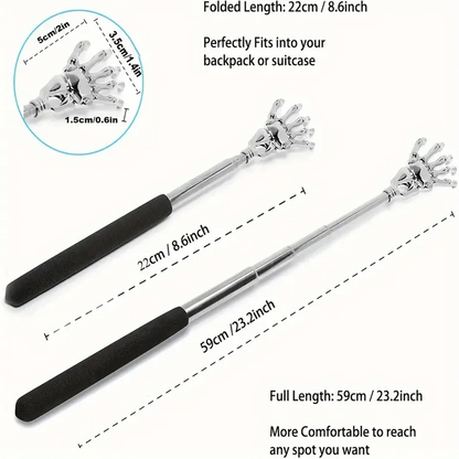 Telescopic Back Scratcher – Extendable Stainless Steel Long Reach Tool