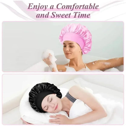 Satin Hair Bonnet for Sleeping – Large Silk Lined Hair Wrap Cap