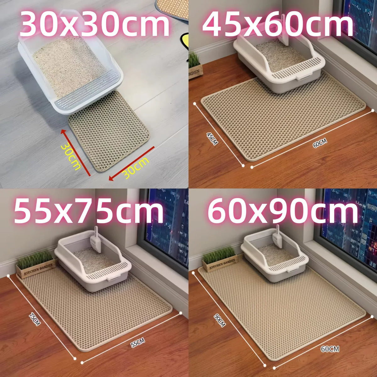Cat Litter Mat – Double Layer Waterproof Honeycomb Litter Box Mat