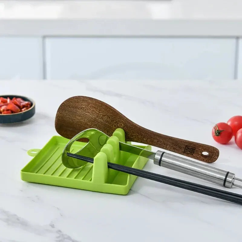 Kitchen Spoon Rest with Pot Lid Holder and Spatula Rack