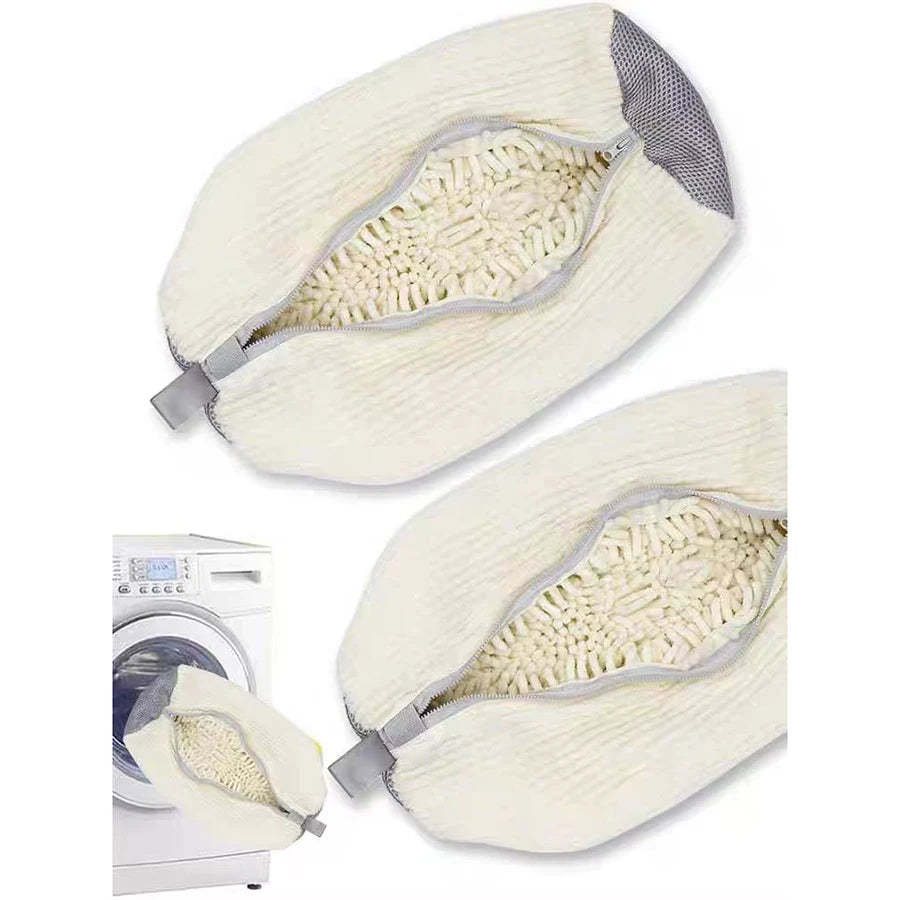 Shoe Washing Bag with Fluffy Fiber for Machine Cleaning