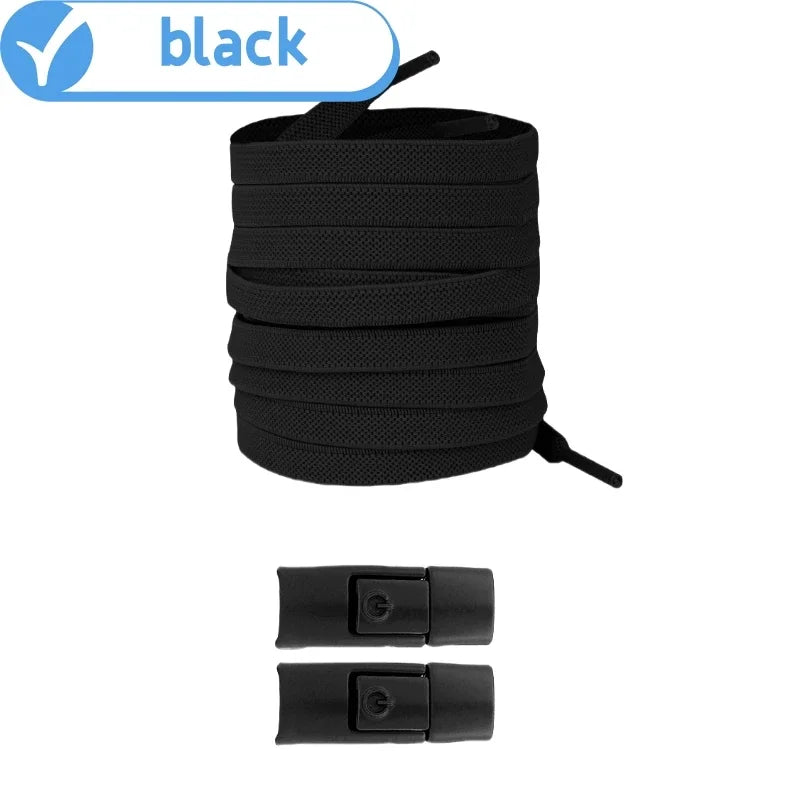 No Tie Shoe Laces with Press Lock Elastic Flat Shoelaces