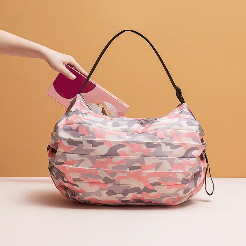 Foldable Shopping Bag Large Capacity Reusable Nylon Travel Tote