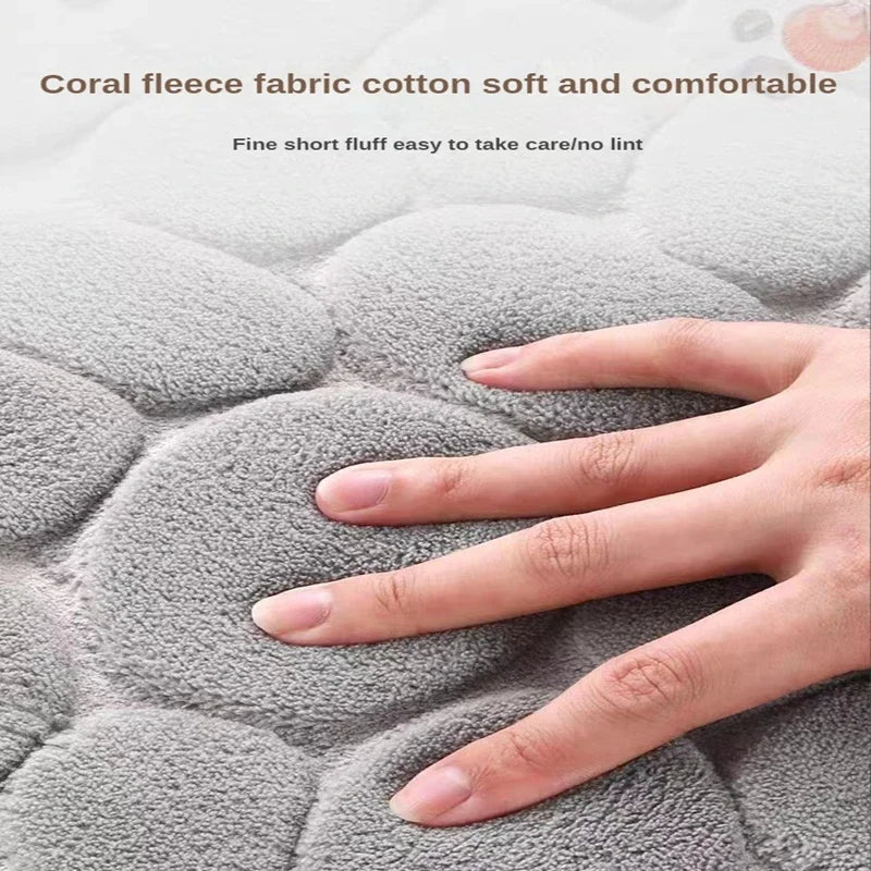 Non Slip Bathroom Mat with Cobblestone Design, Absorbent & Quick Dry