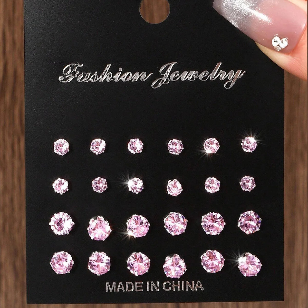 12 Pairs Cubic Zirconia Stud Earrings for Women – Geometric Styles