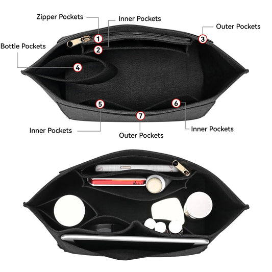 Felt Purse Organizer, Handbag Insert with Multiple Pockets