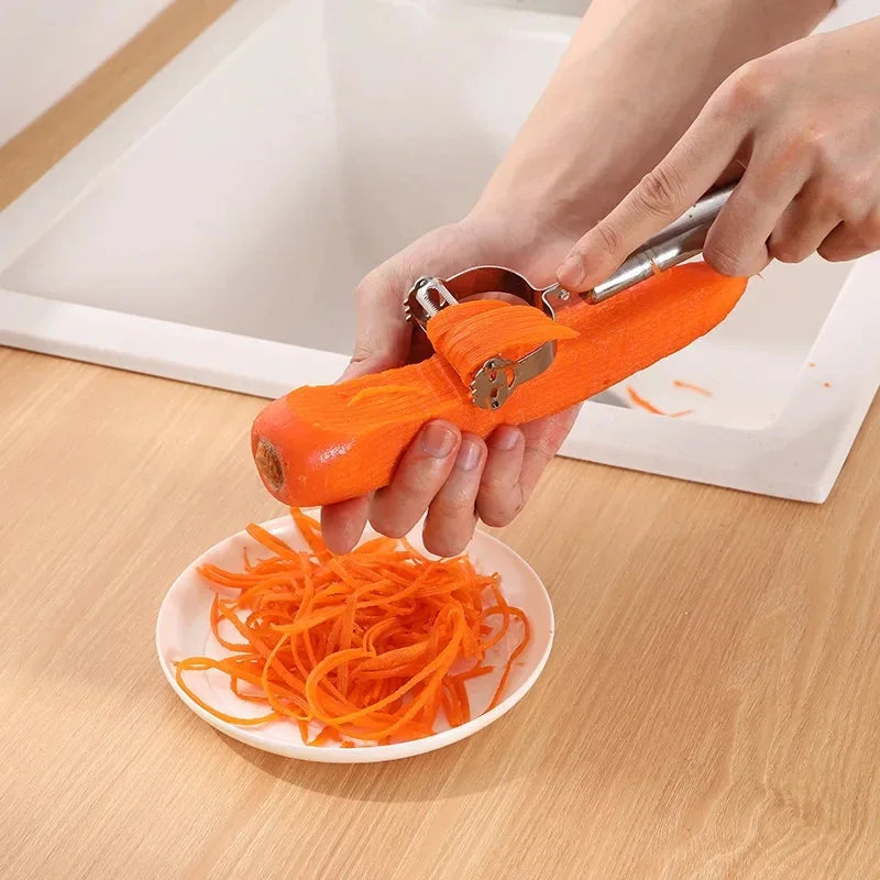 Vegetable Peeler, Stainless Steel 2-in-1 Grater & Julienne Tool