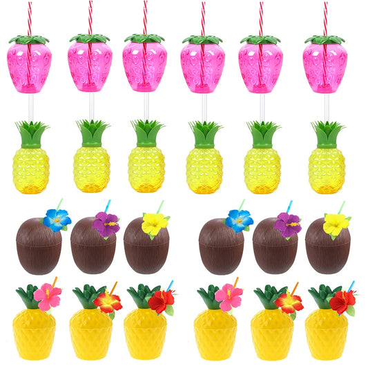 Tropical Drink Cups – Pineapple, Coconut & Strawberry Party Set