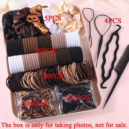 1109PCS Women's Hair Accessories Set with Elastic Bands & Scrunchies