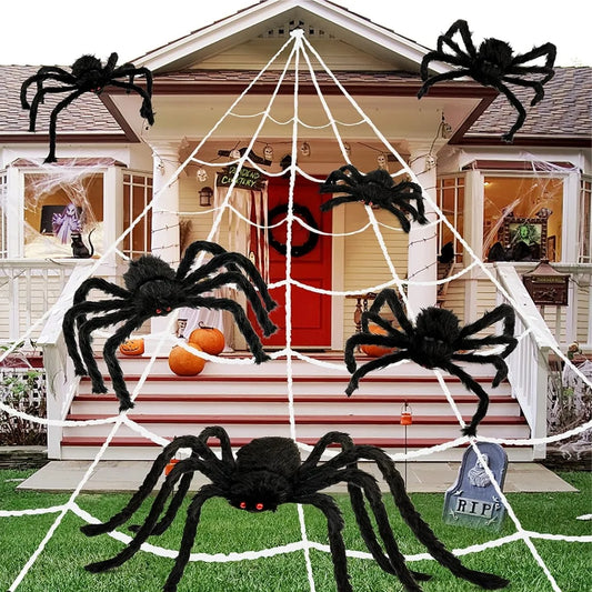 Giant Halloween Spider – Black Plush Spider Decoration