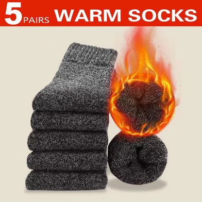 Men's Winter Socks Thick Warm Retro Crew Socks for Cold Weather