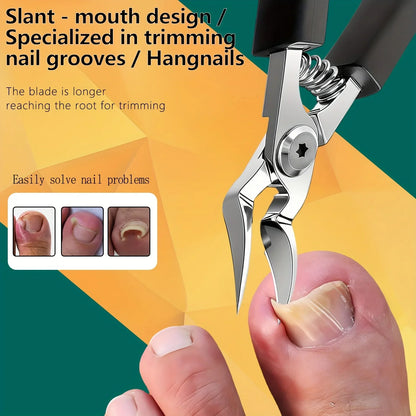 Heavy Duty Thick Toenail Clipper with Serrated Stainless Steel Blade