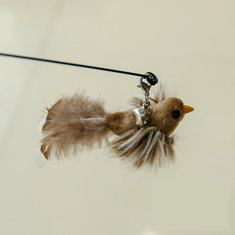 Cat Feather Toy Replacement Head with Bell for Interactive Cat Play