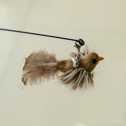 Cat Feather Toy Replacement Head with Bell for Interactive Cat Play