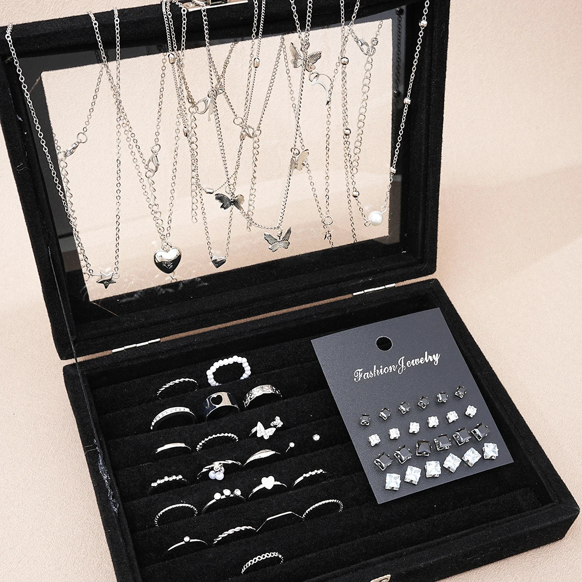 Women's Jewelry Set with Butterfly, Heart & Pearl Style Pieces