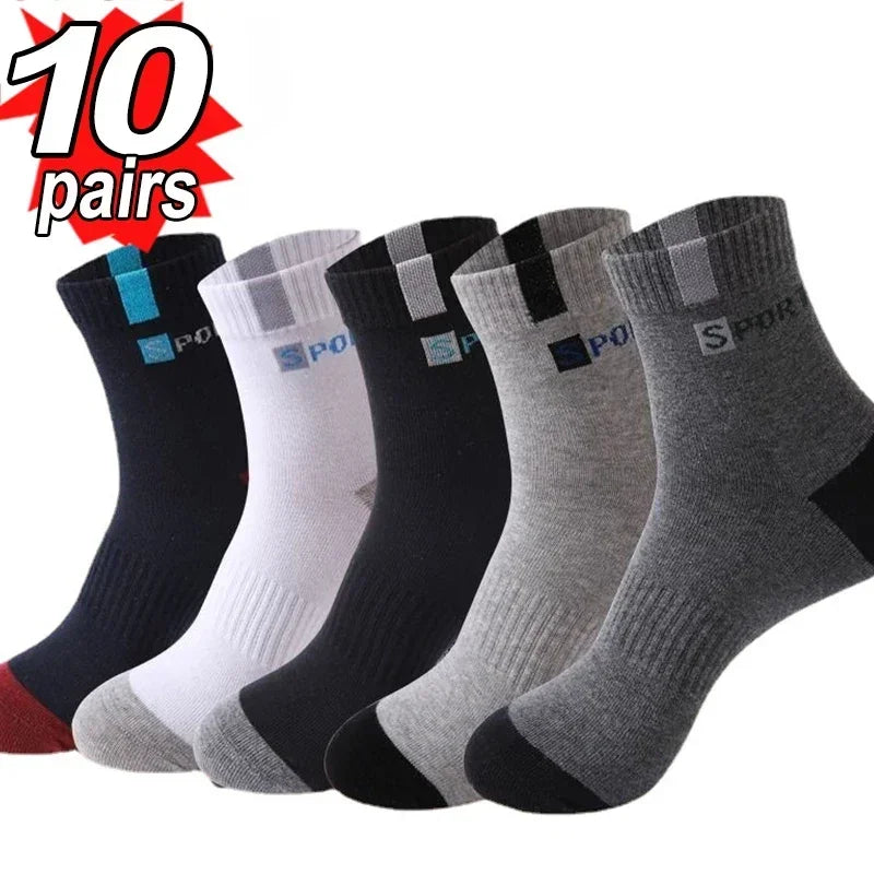 Men's Crew Socks – Breathable Cotton Blend Sports Socks, 5/10 Pairs