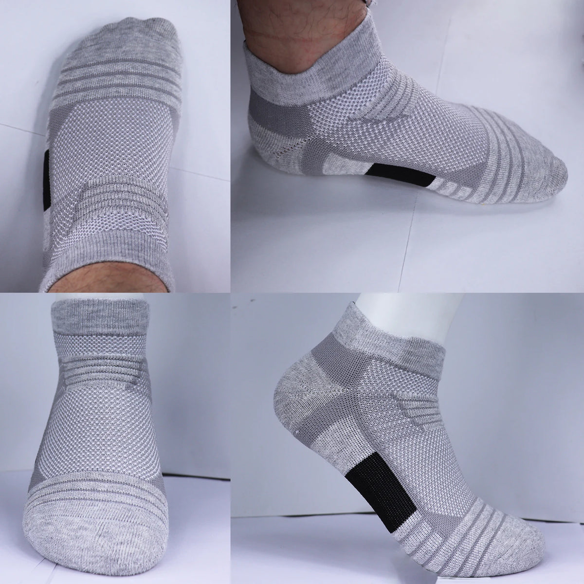 Men's Sports Socks Cushioned Moisture Wicking Ankle Socks 3 Pairs