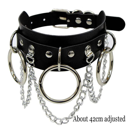 Woman Black Punk Choker Collar Necklace Sexy PU Leather Heart Lock Key Spike Chocker Gothic Cosplay Accessories Party Jewelry