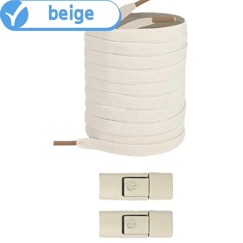 No Tie Shoe Laces with Press Lock Elastic Flat Shoelaces