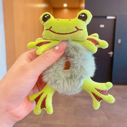 Frog Hair Scrunchie – Cute Plush Elastic Hair Band for Women
