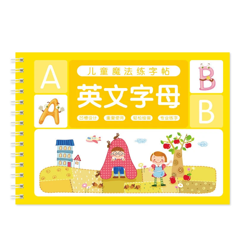 Kids Handwriting Practice Book for Reusable Writing and Number Learning