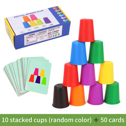 Color Matching Stacking Cups Game with Cards for Kids