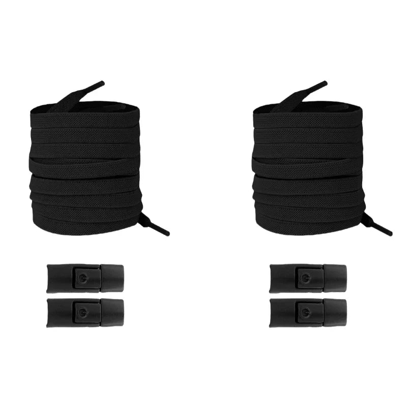 No Tie Shoe Laces with Press Lock Elastic Flat Shoelaces