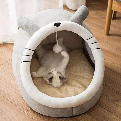 Cat Cave Bed with Removable Cushion for Cats and Small Dogs