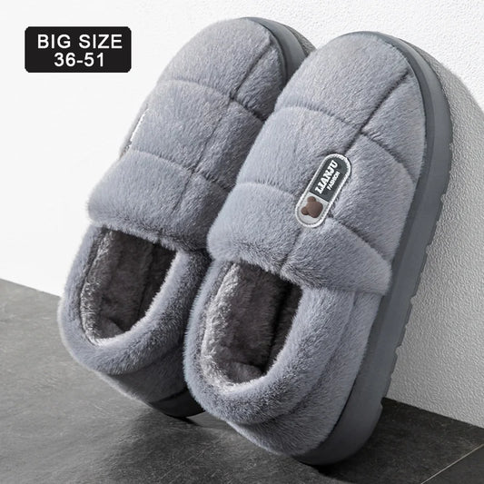 Men's Plush Slippers – Warm Non-Slip Closed Heel House Shoes