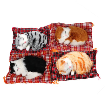 Plush Cat Car Ornament Cute Sleeping Kitten Dashboard Decoration