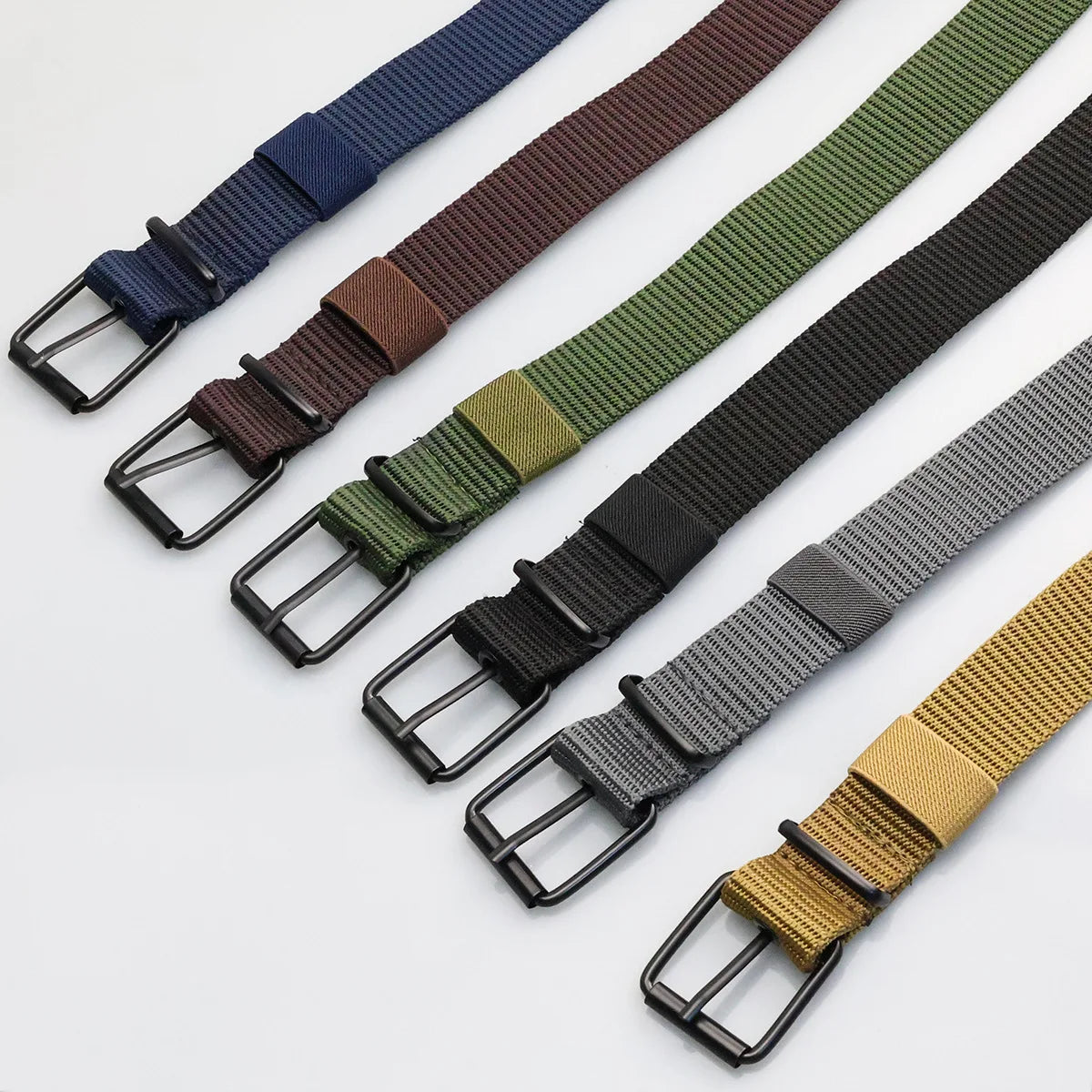 Men's Canvas Belt – Adjustable Pin Buckle Casual Woven Belt
